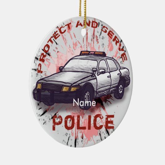 Polizeiwagen Keramik Ornament (Rechts)