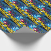 Polizeiwagen mit gelbem Band Geschenkpapier (Ecke)