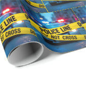 Polizeiwagen mit gelbem Band Geschenkpapier (Rolleneckpunkt)