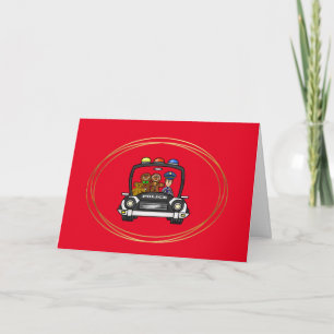 Polizeiwagen mit Gingerbrett Familienweihnachtskar Karte
