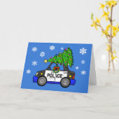 Polizeiwagen mit Weihnachtsbaumgrußkarte Karte (Gelbe Blume)