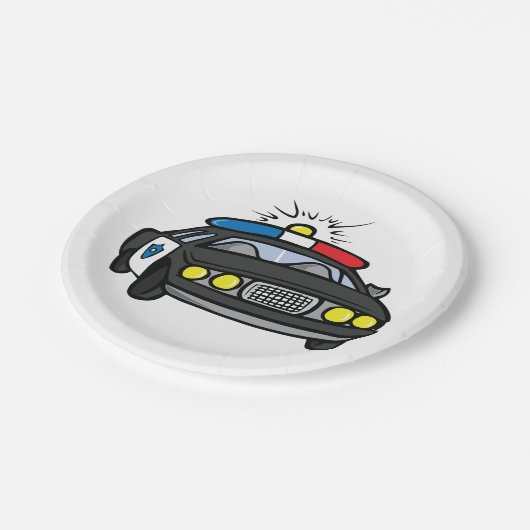 Polizeiwagen Pappteller (Schrägansicht)