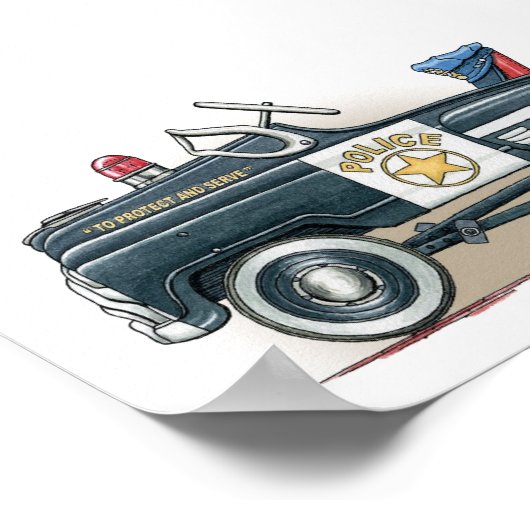 Polizeiwagen Polizist Auto Poster (Ecke)