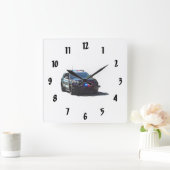 Polizeiwagen Quadratische Wanduhr (Zuhause)