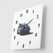 Polizeiwagen Quadratische Wanduhr (Winkel)