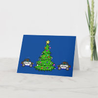 Polizeiwagen rund um die Weihnachtsbaumkarte