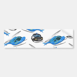 Polizeiwagen und Hubschrauber Autoaufkleber