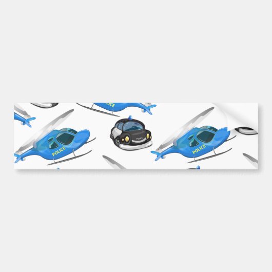 Polizeiwagen und Hubschrauber Autoaufkleber (Vorne)