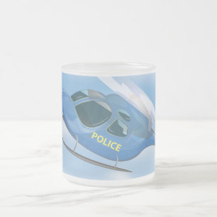 Polizeiwagen und Hubschrauber Mattglastasse