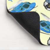 Polizeiwagen und Hubschrauber Mousepad (Ecke)