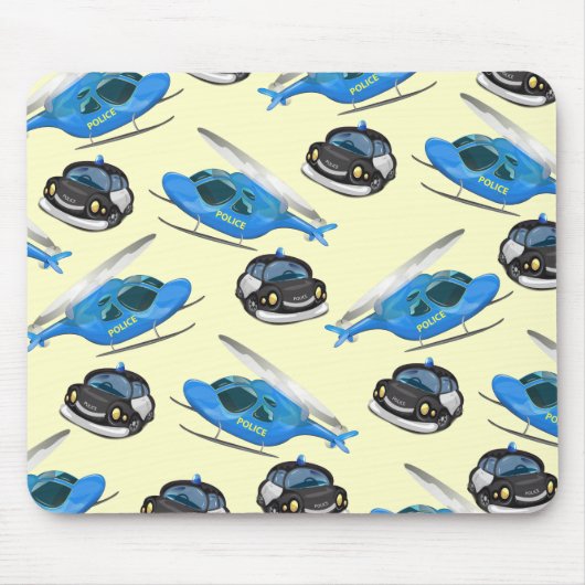 Polizeiwagen und Hubschrauber Mousepad (Vorne)