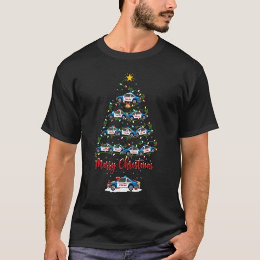 Polizeiwagen Weihnachtsbaum Lights Polizeiwache We T-Shirt (Vorderseite)