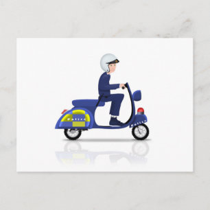 Polizist auf Scooter Postkarte