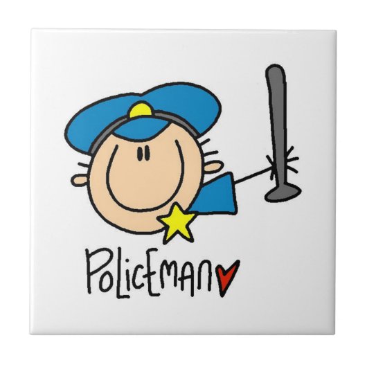 Polizist Beruf Fliese (Vorderseite)