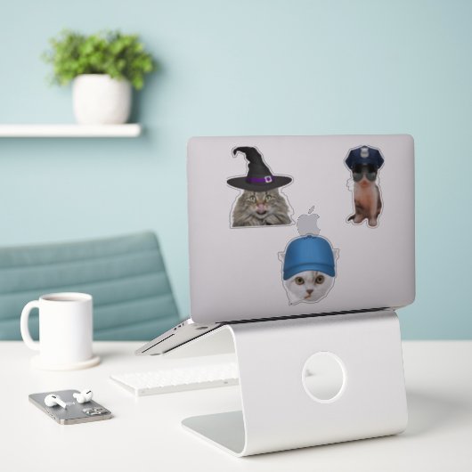 Polizist Cat Aufkleber (Laptop auf Schreibtisch)