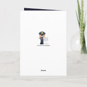 Polizist der weiblichen Polizei begrüßt Wortkarte Karte (Rückseite)