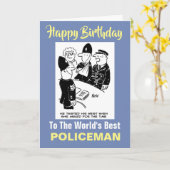 Polizist Drehungen sein Handgelenk - Happy Birthda Karte (Gelbe Blume)