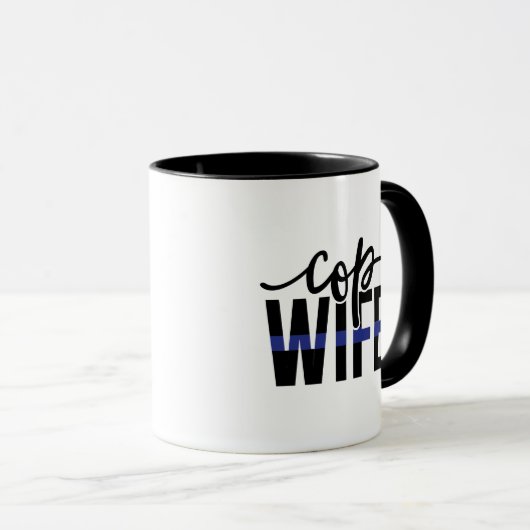 Polizist Ehefrau Thin Blue Line Unterstützung unse Tasse (VorderseiteRechts)