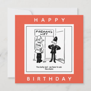 Polizist & Feuerwehrmann - Cartoon für Feuerwehr Karte