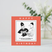 Polizist frage den Menschen, ihn ￼ Cartoon zu begl Karte (Stehend Vorderseite)