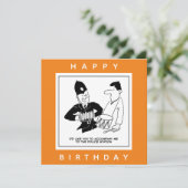 Polizist frage den Menschen, ihn  Cartoon zu begl Karte (Stehend Vorderseite)