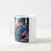 Polizist frisst Donut Kaffeetasse (Vorderseite Links)