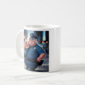 Polizist frisst Donut Kaffeetasse (Vorderseite Links)