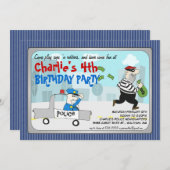 Polizist für Robbers Cartoon Party Einladung (Vorne/Hinten)