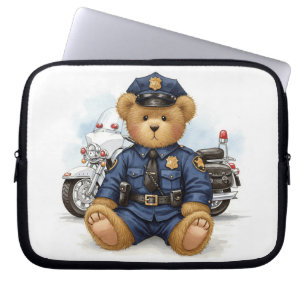 Polizist für Zoll, Teddy und Motorrad von Natasha Laptopschutzhülle