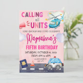 Polizist Girl Policeman Geburtstagspartei pink Einladung (Stehend Vorderseite)