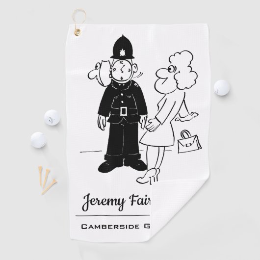 Polizist hat einen Cartoon mit der Uhr Golfhandtuch (Insitu)