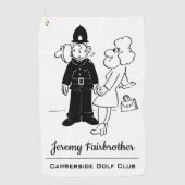 Polizist hat einen Cartoon mit der Uhr Golfhandtuch (Vorderseite)