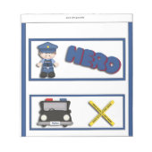 Polizist Hero kids Candy Bar Wrapper Gastgeschenk Notizblock (Vorderseite)