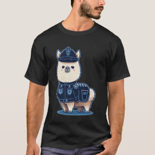 Polizist Lama Cop auf Polizei Alpaka T-Shirt