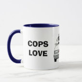 "POLIZIST-LIEBE-GROSSE FEHLSCHLÄGE" Keramik-Tasse Tasse (Links)