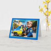 Polizist mit Doberman Boys Geburtstagskarte Karte (Gelbe Blume)