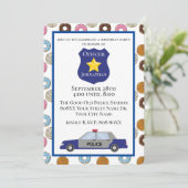 Polizist Party mit Donuts Einladung (Stehend Vorderseite)