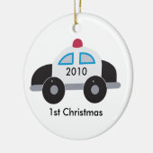 POLIZIST POLICE Baby's erste Weihnachtszeit indivi Keramikornament (Links)