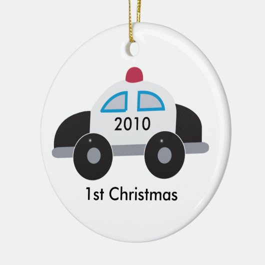 POLIZIST POLICE Baby's erste Weihnachtszeit indivi Keramikornament (Links)