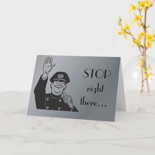 Polizist Polizei glücklicher Jahrestag Retro Karte (Gelbe Blume)