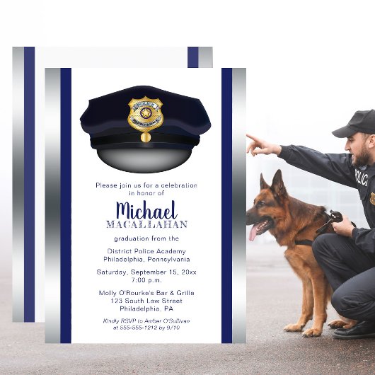 Polizist | Polizei | Polizist Hat Graduation Party Einladung