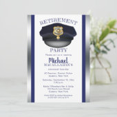 Polizist | Polizei | Polizist Hat Retirement Party Einladung (Stehend Vorderseite)