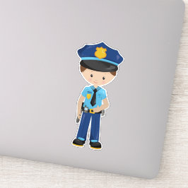 Polizist, Polizeibeamter, Polizist, braunes Haar Aufkleber