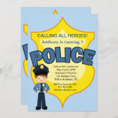 Polizist-Rettungs-Held-Geburtstags-Einladung Einladung (Vorne/Hinten)