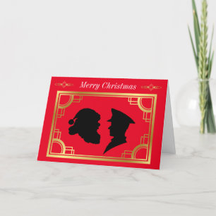 Polizist Santa Silhouetten Weihnachtskarte Karte