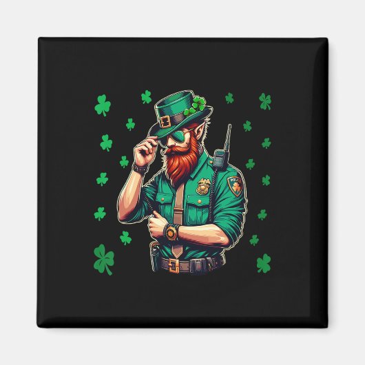Polizist St Patricks Day Irisches Kleeblatt Glück Magnet (Vorne)