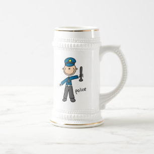 Polizist Stickfigur Bierglas