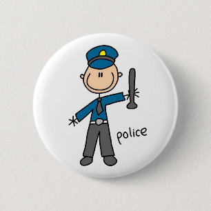 Polizist Stickfigur Button