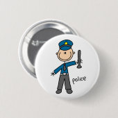 Polizist Stickfigur Button (Vorne & Hinten)