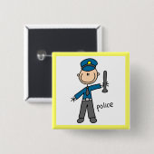Polizist Stickfigur Button (Vorne & Hinten)